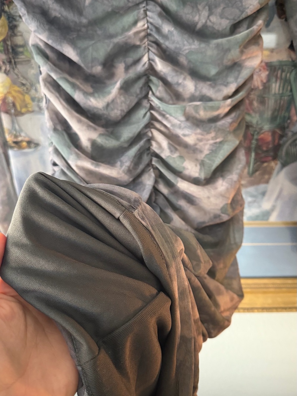Zara Smoke-Patterned Ruched Mesh Mini Dress - Picture 8 of 8